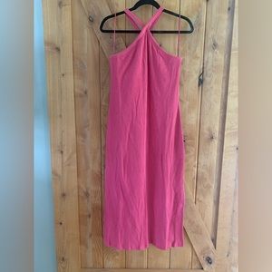 BNWT Old Navy Fitted Rib-Knit Halter Midi Dress pink “lotus blossom”